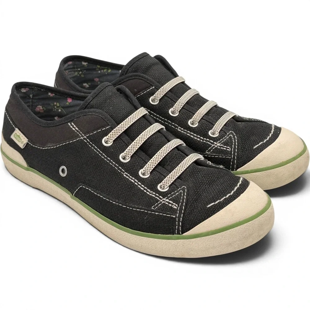Vintage Simple Shoes WM 9 Black Canvas Low Top Skater Sneaker Y2K Grunge Granola - Picture 1 of 9